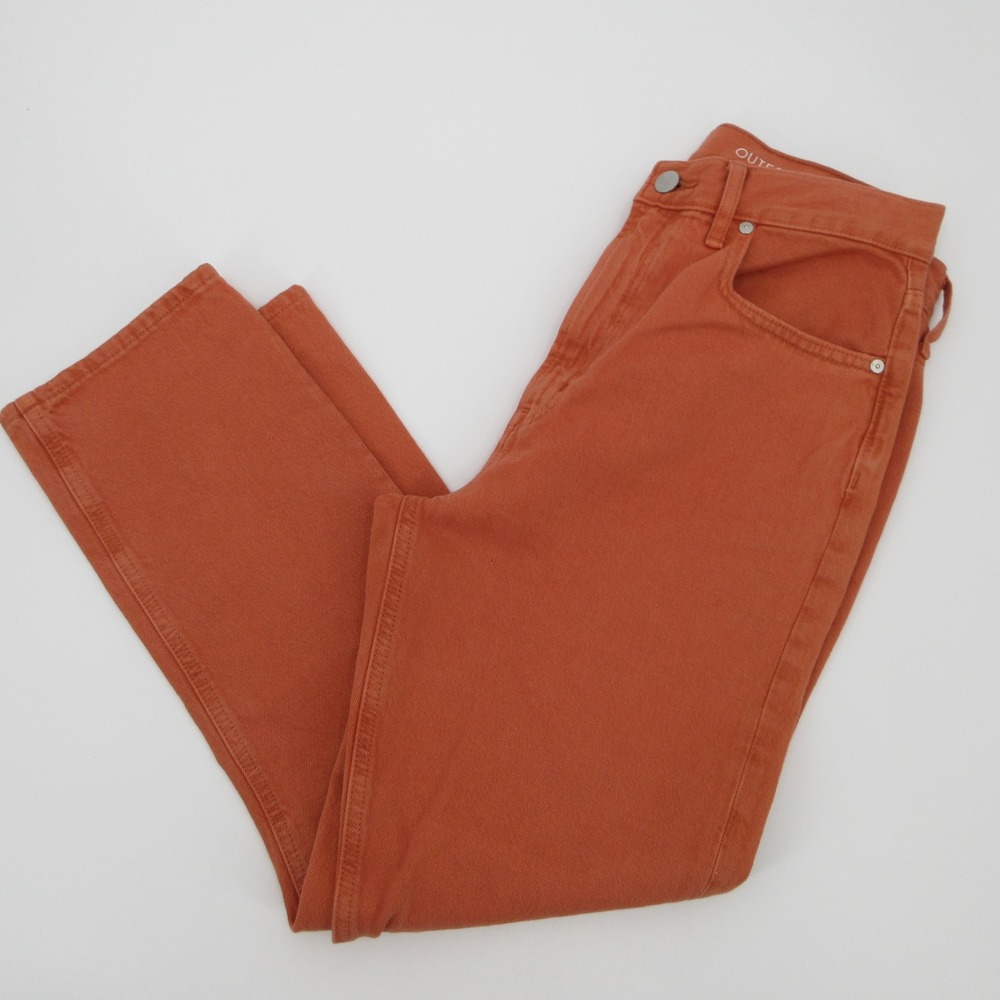 Outerknown SEA Jeans Dune High Rise Slim Fit Rust Orange Organic Cotton Size 28